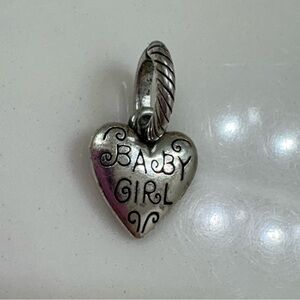 Brighton Silver Baby Girl Pink Footprints Heart Charm Pendant For Bracelet